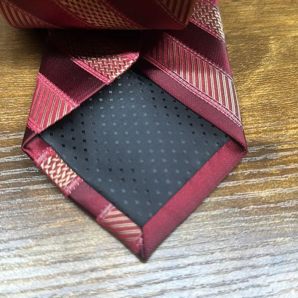 STACY ADAMS Tie‎ Mens 100% Microfiber Necktie Designer STRIPED Red